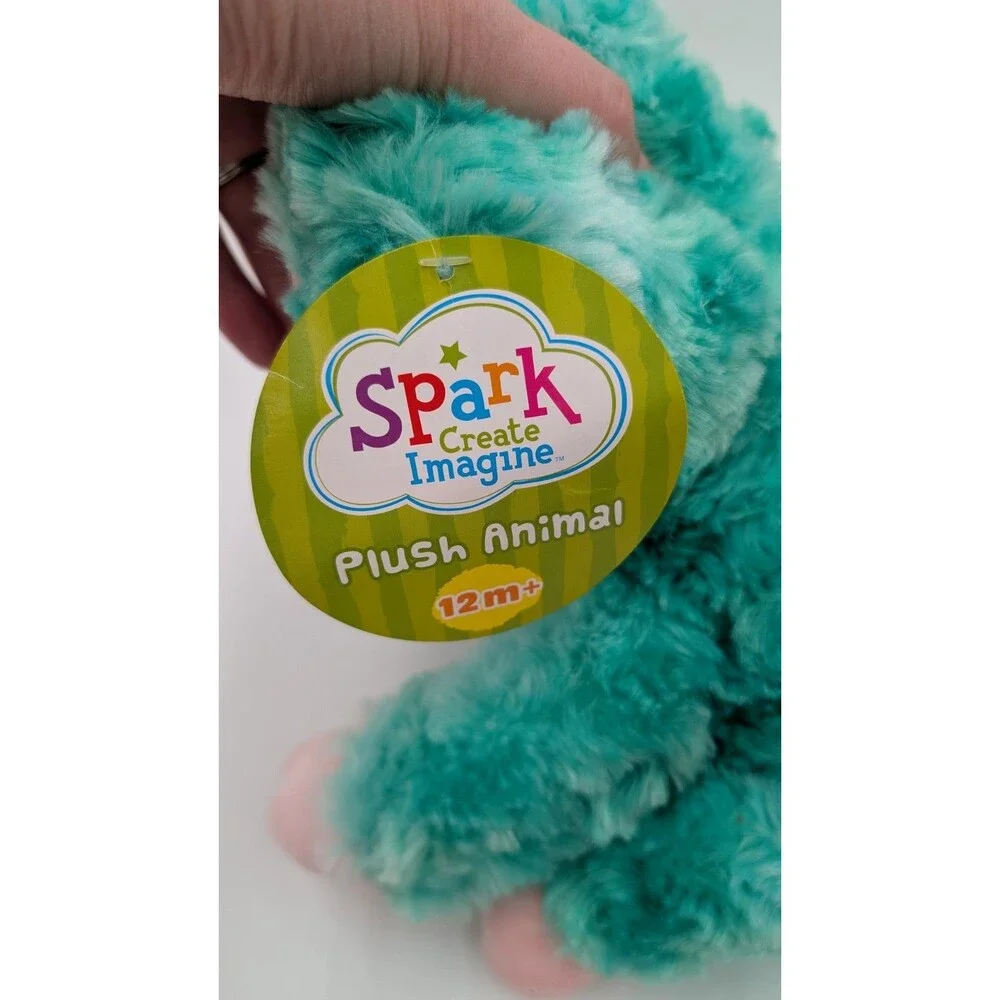 Spark Create Imagine Sloth Bright Eye Plush Fuzzy Mint Green Stuffed Animal 9”